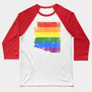 Vintage Arizona Map LGBTQ Gay Pride Flag Baseball T-Shirt